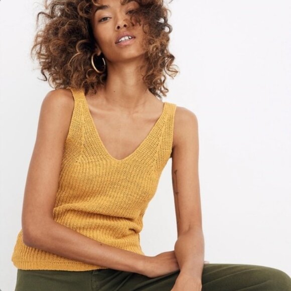 Madewell Monterey Sweater Tank in Mustard Medium EUC - Picture 1 of 15